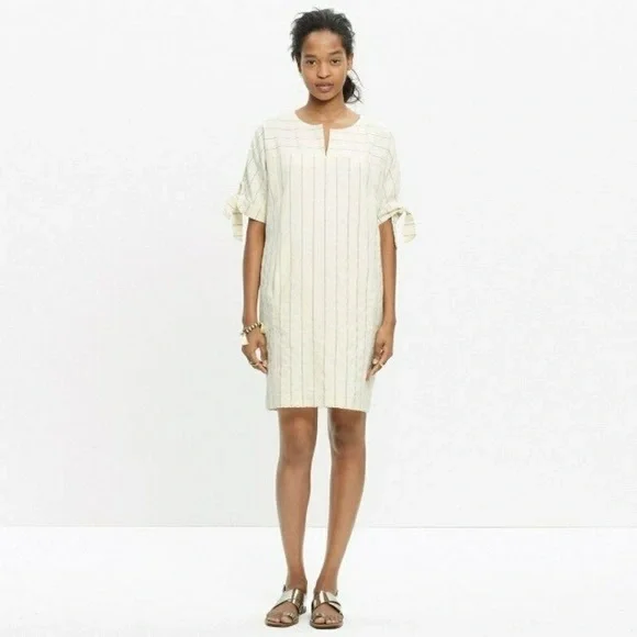 Madewell // Tie-Sleeve Cotton Dress in Stripe - Picture 1 of 4